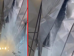 Havalimanında kaygı dolu anlar: Çatısı çöktü